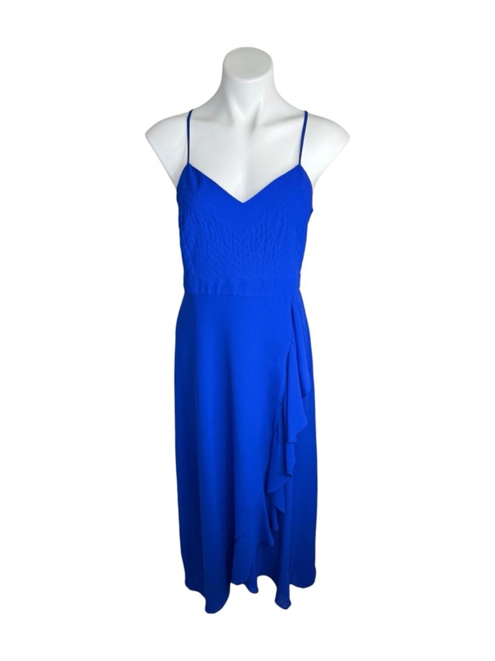 Badgley Mischka Belle Royal Blue Maxi Dress Size 14 Formal Wedding Guest